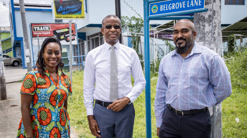 Dara with Keith Belgrove and Hugh Thomas at Belgrove Lane San Fernando Trinidad